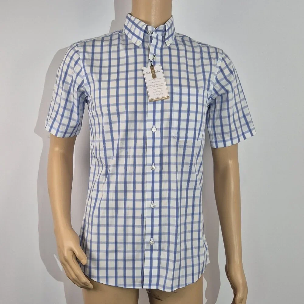 Roundtree & Yorke Gold Label Men's Shirt Size S Plaid Short Sleeve Slim Fit 56 - Picture 2 of 10